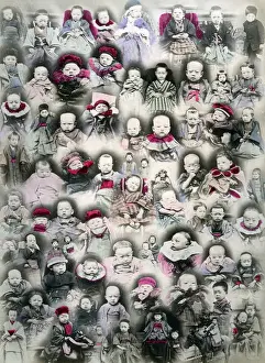 Composite Prints: Composite image of babies and children, Japan, circa 1890