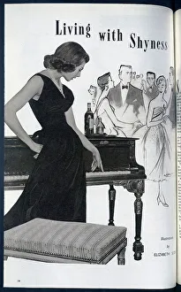 A composite photograph and illustration, on the theme of shyness. Date: 1954