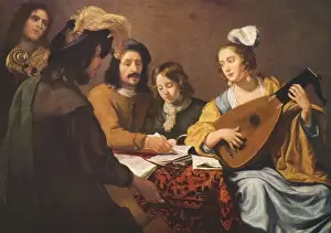 Concert Prints: The concert, showing a group of players by Gerald de Honthor