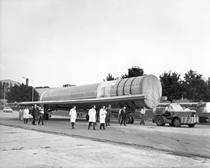 A Concorde fuselage is moved at Filton