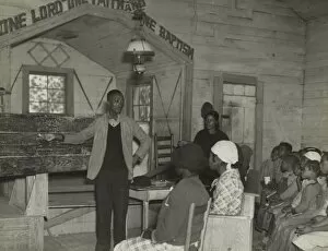 Alabama Collection: Conducting school in the church. Gees Bend, Alabama