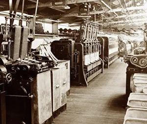 Cone reducing machines in a woollen mill in Bradford