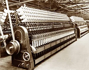 Cone Roving machines in a woollen mill in Bradford