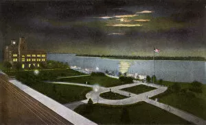 Moonlit Gallery: Confederate Park and Post Office, Memphis, Tennessee, USA