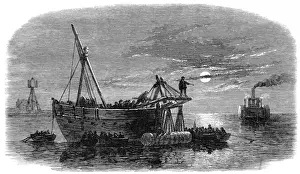 Torpedoes Prints: Confederate soldiers laying torpedoes in Charlestown Harbour