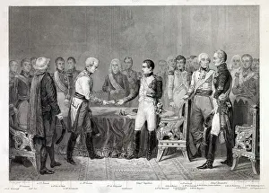 Receive Prints: CONFERENCE AT ERFURT Napoleon and Tsar Alexander receive the Austrian ambassador