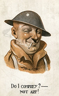 Rosy Collection: Confident British soldier on a postcard, WW1