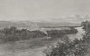 The Congo. Boat upstreaming the Fimi River