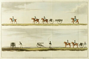 Rocket Collection: Congreve rocket carriages in transit and in action Date: 1827