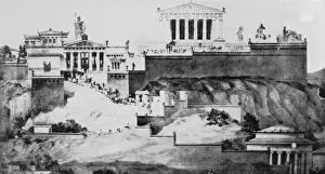 Imaginative Prints: Conjectural restoration of the Acropolis, Athens, Greece