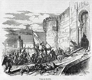 Medieval Times Prints: Conquest of Seville, by troops of Fernando III of Castile