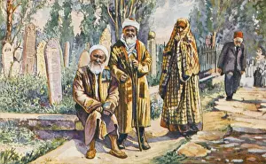 Grave Stones Prints: Constantinople - Cemetery with Pilgrims
