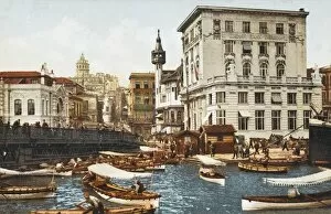 Berthed Collection: Constantinople - Karakoy scene with ferries