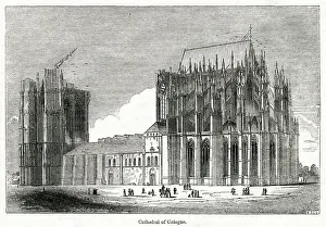 Crane Prints: Construction of Cologne Cathedral, Germany