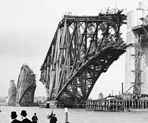 Forth Prints: Construction of the Forth Railway Bridge - waiting