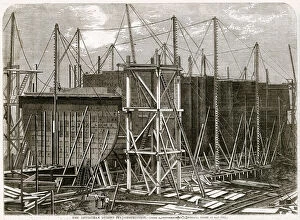 Isambard Gallery: Construction of The Leviathan later Great Eastern 1855