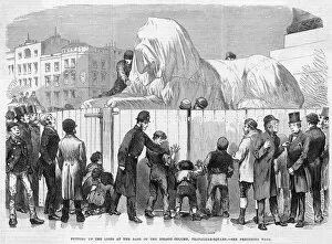 Construction of the Lions, Trafalgar Square, London, 1867