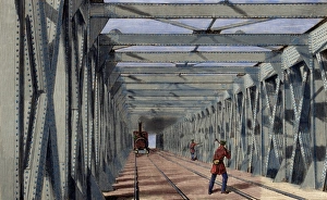 Images Dated 17th June 2005: Construction of the railway. Engraving, 1860. Colored