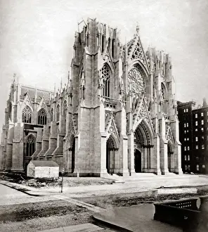 Construction of St Patricks Cathedral New York, 1880s