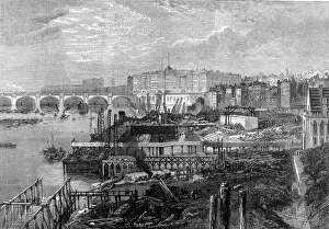 Images Dated 24th February 2005: Construction of the Thames Embankment, London, 1865