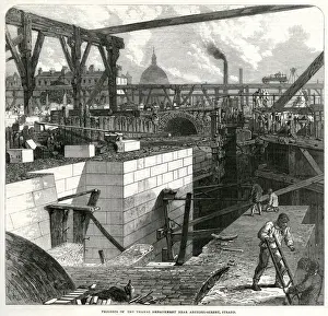 Drain Prints: Construction Thames Embankment near Arunel Street 1866