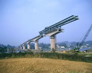 Crane Prints: Construction of Torridge Bridge near Bideford, Devon