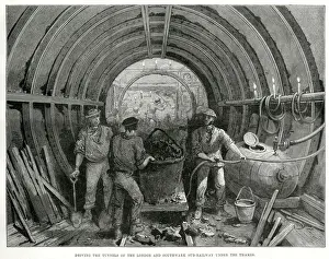 Tunnels Prints: Construction of underground railway King William Street 1888