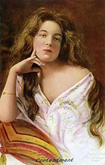 Reclines Prints: Contentment - A slightly dishevelled, yet happy, young lady