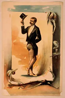 Tuxedo Prints: Contortionist in tuxedo jacket, top hat, and tights performi