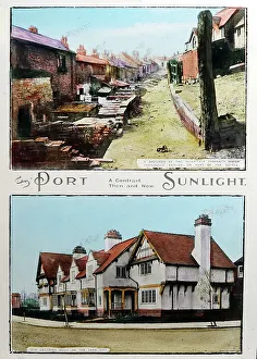 Before and after contrast, Port Sunlight Village, Wirral