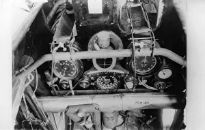 Controls and instrument panel of a plane, WW1