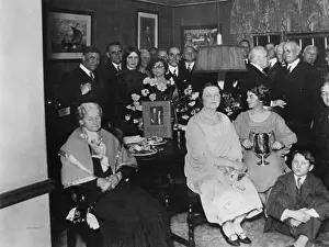 Controversial American medium Margery is presented with a loving cup by admirers