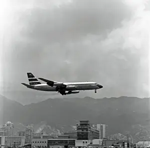 Cathay Prints: Convair CV880M VR-HFS Cathay Pacific landing Kai Tak - HK