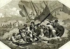 Convicts Prints: Convict ship Guardian Frigate wrecked on an island of ice