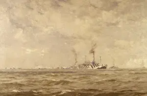 Convoy Prints: Convoy of dazzled ships, English Channel, WW1