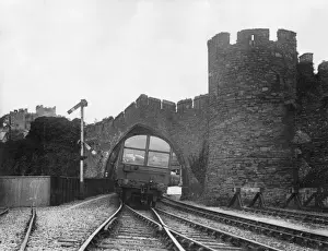 Llanberis Prints: Conway Castle and railway, Conwy, North Wales