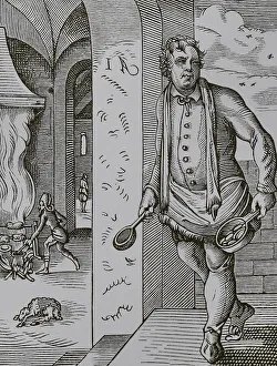 Mansion Prints: Cook, 16th century. Engraving