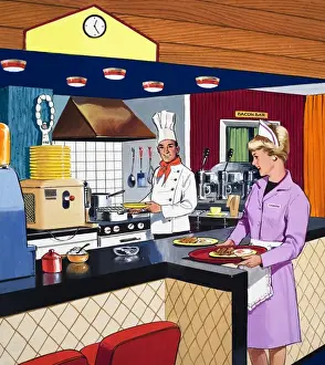 Diner Prints: Cook and Waitress
