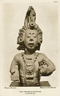 Maize Collection: Copan, Honduras - A Stone bust of the Maize God