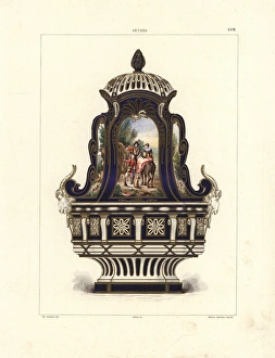 Copenhagen vase with pastoral scenes and rams heads Copenhagen vase with pastoral scenes and rams heads