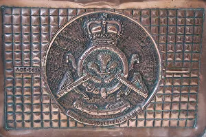 Images Dated 24th May 2006: Copper tray with - badge of the Middlesex Regiment