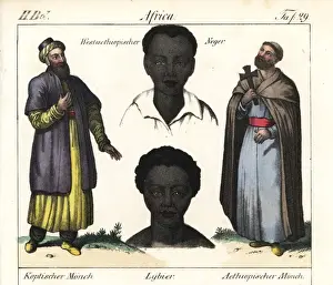 Ethnography Prints: Coptic and Ethiopian monks, west Ethiopian man and Libyan