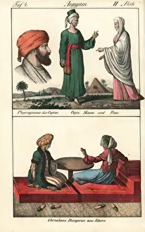 Veils Prints: Coptic man and woman in front of the pyramids