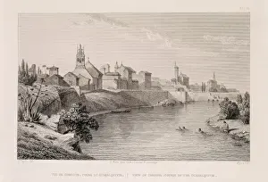 Bathe Prints: Cordoba (19th c. ). Guadalquivir river. Etching