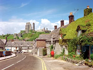 Corfe Prints: Corfe Castle and village, Corfe Castle