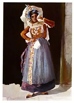 Corfu woman in traditional costume
