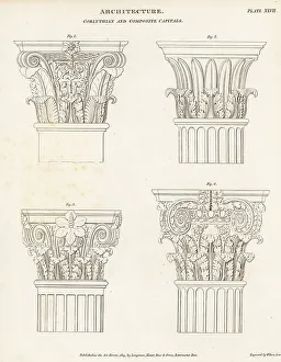 Encyclopedia Prints: Corinthian and composite capitals, Greek architecture