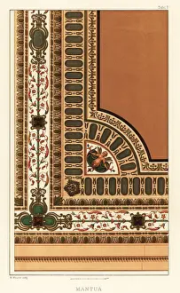 Ernst Wasmuth Prints: Corner of a painted ceiling in the Ducal Palace, Mantua, 16thC
