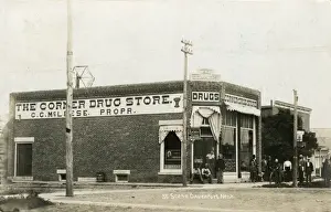 Davenport Prints: A corner shop drug store (pharmacy), Davenport, Nebraska