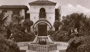 Campanile Prints: A corner of the Spanish gardens at Derry and Toms, c. 1940s